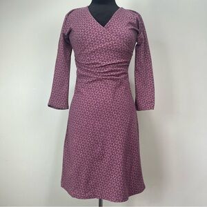 Patagonia Plum Geometric V-Neck Wrap-Style Dress
